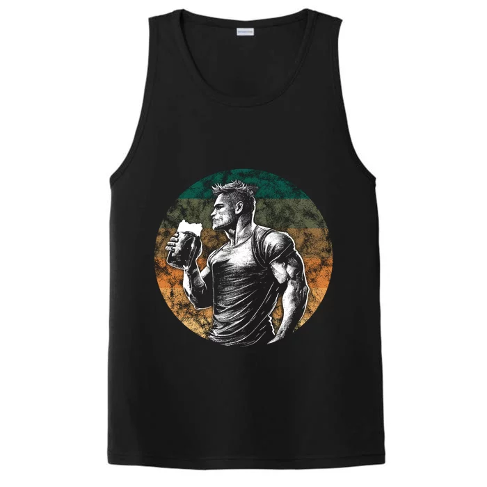 Muscular Man Drinking Beer Performance Tank