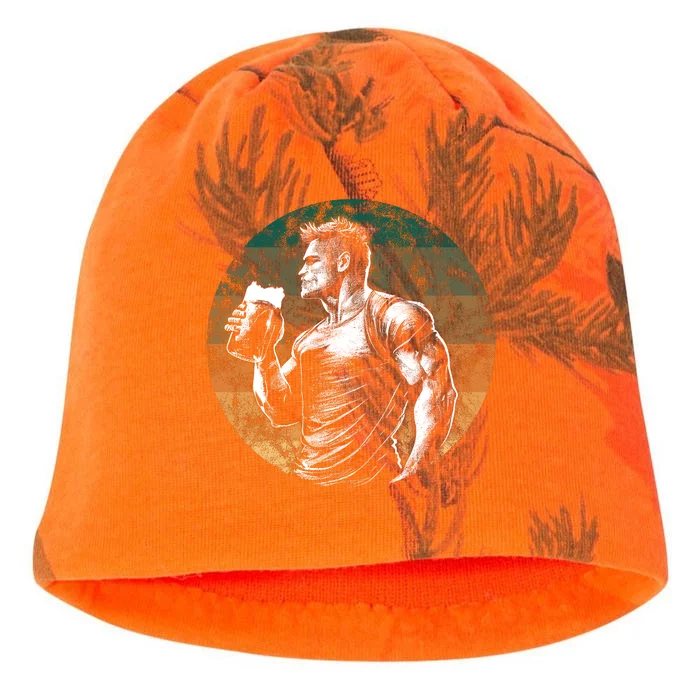 Muscular Man Drinking Beer Kati - Camo Knit Beanie