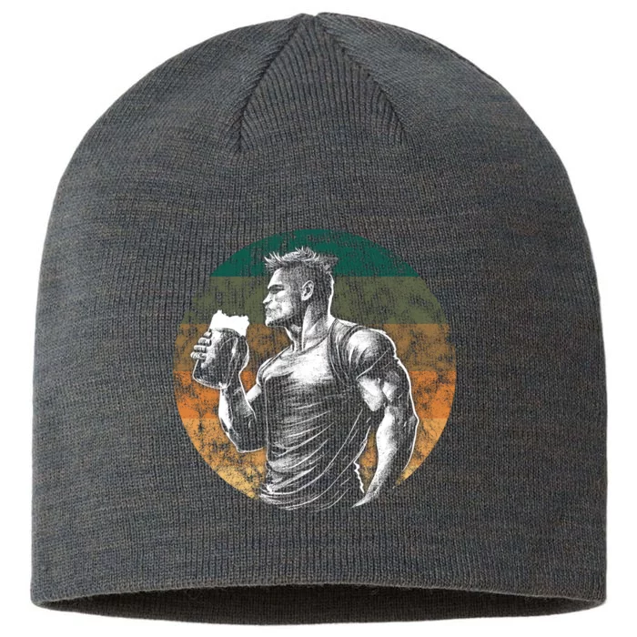 Muscular Man Drinking Beer 8 1/2in Sustainable Knit Beanie