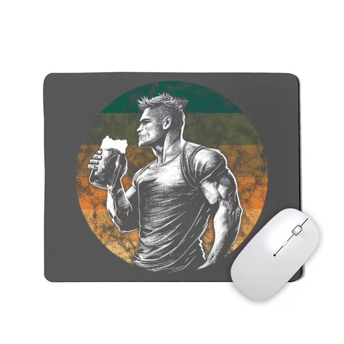 Muscular Man Drinking Beer Mousepad