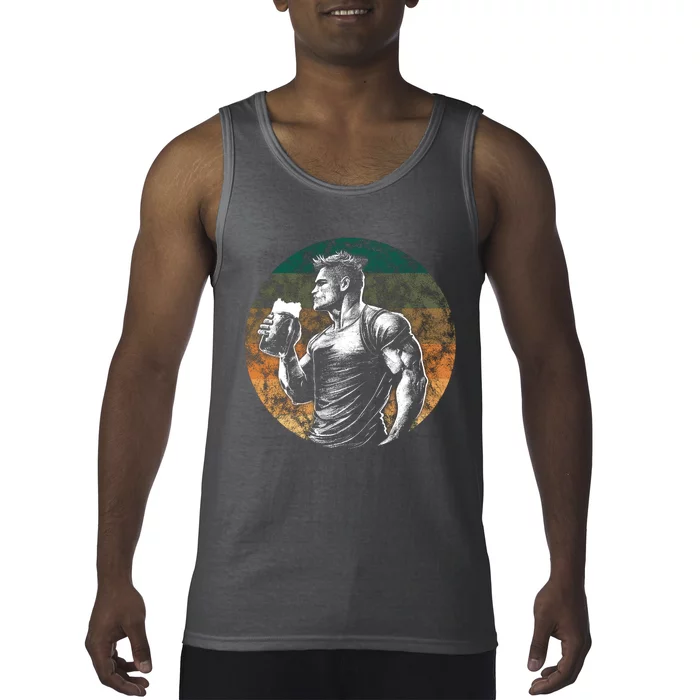 Muscular Man Drinking Beer Tank Top