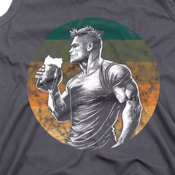 Muscular Man Drinking Beer Tank Top