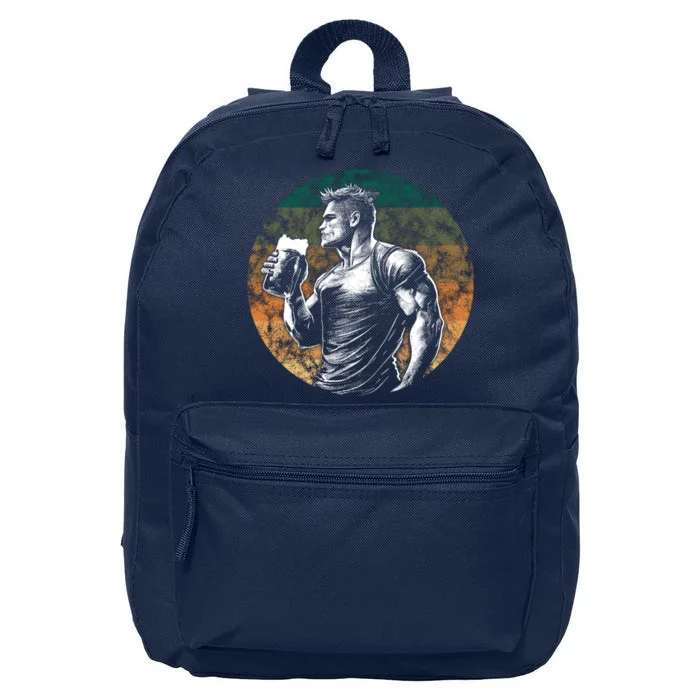 Muscular Man Drinking Beer 16 in Basic Backpack