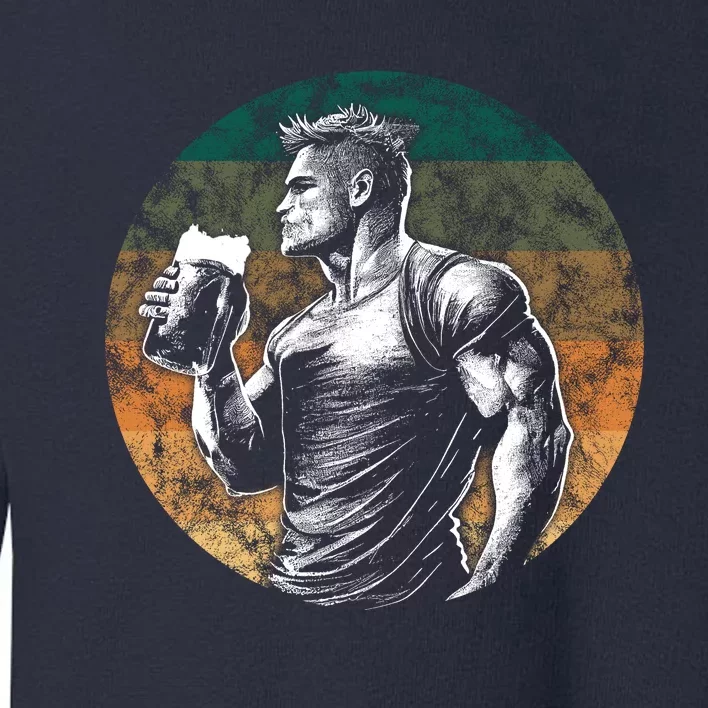 Muscular Man Drinking Beer Toddler Sweatshirt