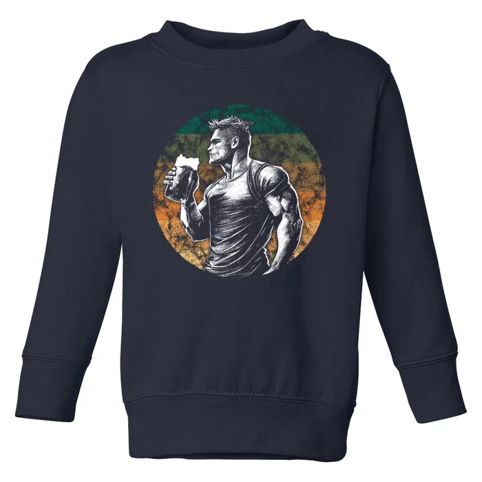 Muscular Man Drinking Beer Toddler Sweatshirt