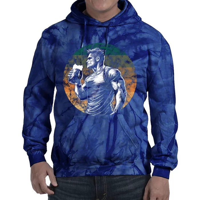 Muscular Man Drinking Beer Tie Dye Hoodie