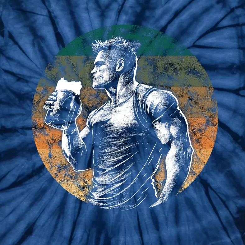 Muscular Man Drinking Beer Tie-Dye T-Shirt