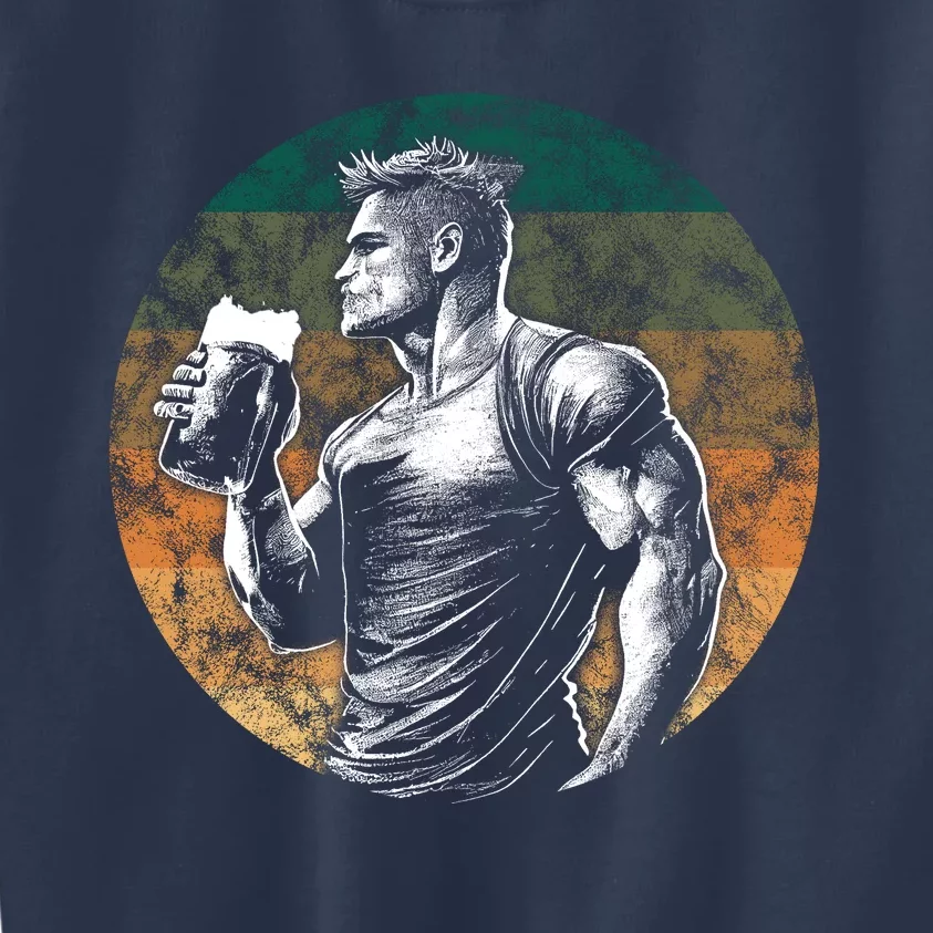 Muscular Man Drinking Beer Kids Sweatshirt