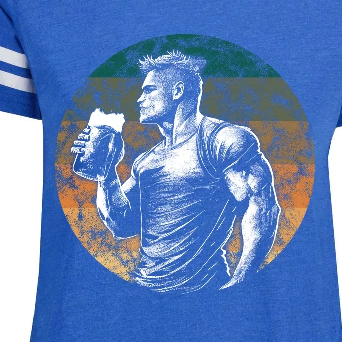 Muscular Man Drinking Beer Enza Ladies Jersey Football T-Shirt