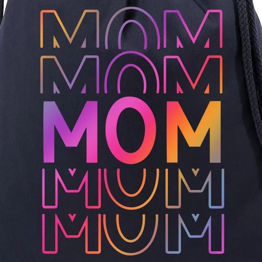 Mom Mothers Day Colorful Rainbow Drawstring Bag