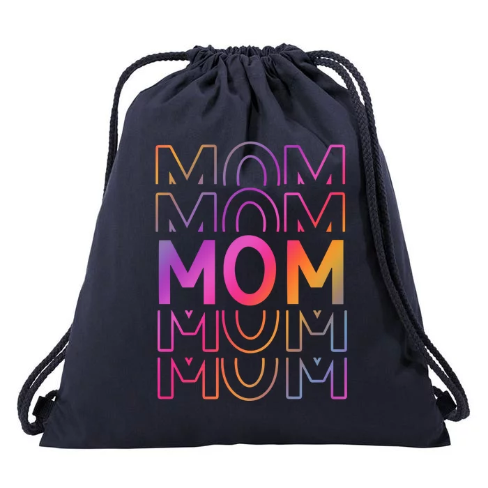 Mom Mothers Day Colorful Rainbow Drawstring Bag