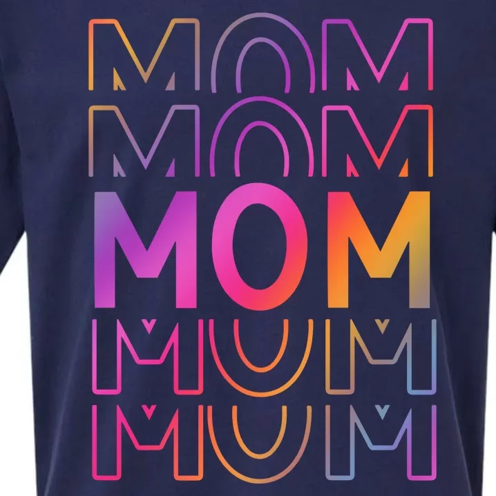 Mom Mothers Day Colorful Rainbow Sueded Cloud Jersey T-Shirt