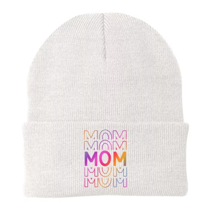 Mom Mothers Day Colorful Rainbow Knit Cap Winter Beanie