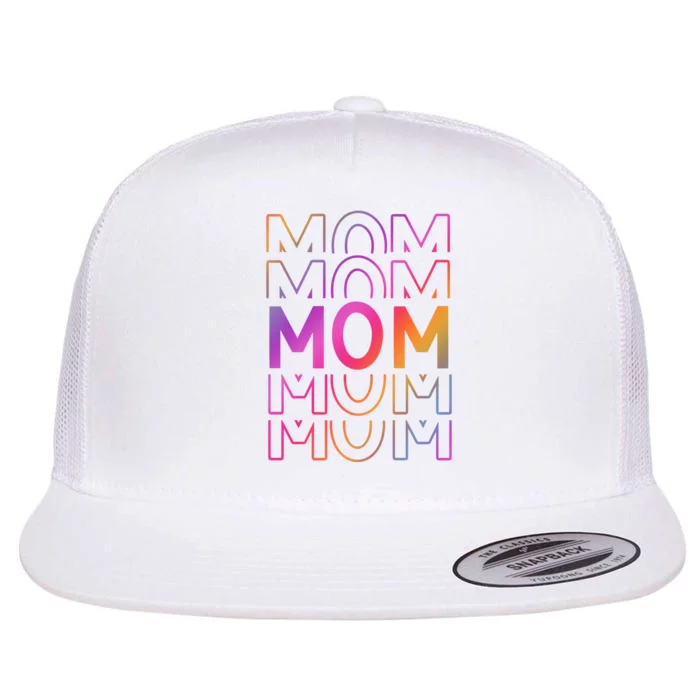 Mom Mothers Day Colorful Rainbow Flat Bill Trucker Hat