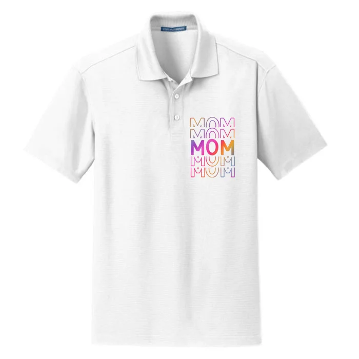 Mom Mothers Day Colorful Rainbow Dry Zone Grid Performance Polo