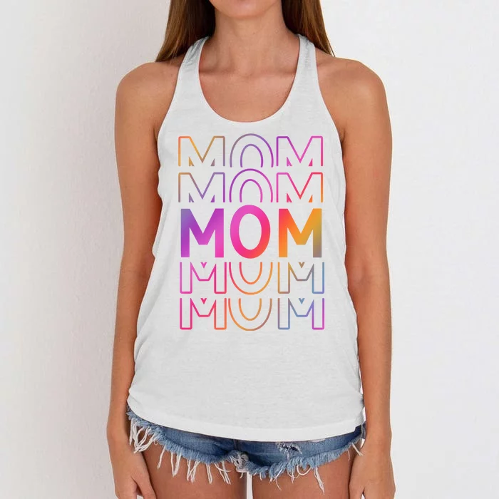 Mom Mothers Day Colorful Rainbow Women's Knotted Racerback Tank