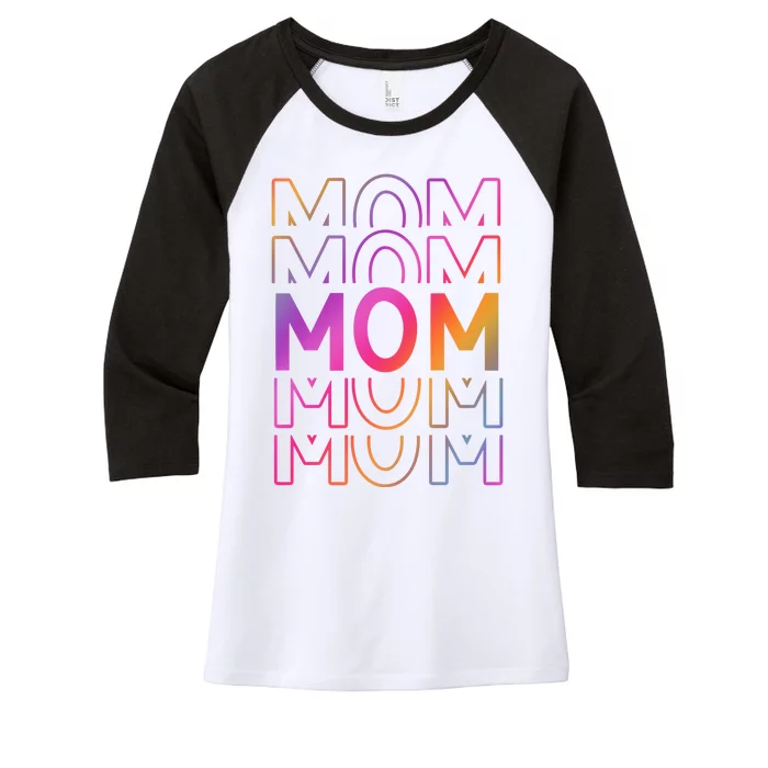 Mom Mothers Day Colorful Rainbow Women's Tri-Blend 3/4-Sleeve Raglan Shirt