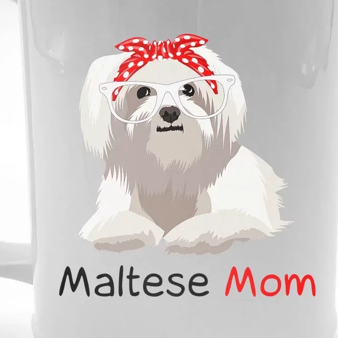 Maltese Mom Dog Bandana Pet Lover Wo Maltese Front & Back Beer Stein