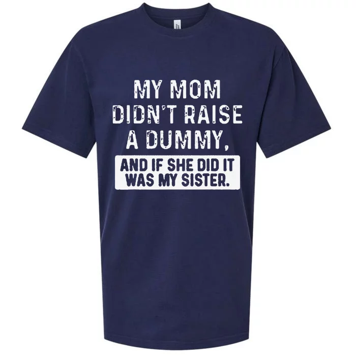 My Mom DidnT Raise A Dummy And If She Did It Was My Sister Sueded Cloud Jersey T-Shirt