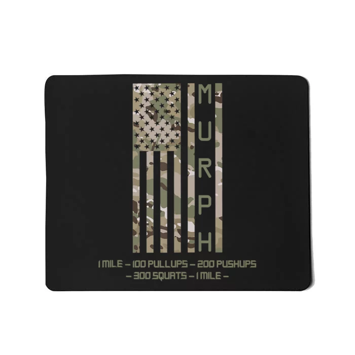 Murph Memorial Day Workout WOD Cam Multi Camo Flag Vertical Mousepad