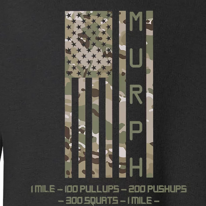 Murph Memorial Day Workout WOD Cam Multi Camo Flag Vertical Toddler Sweatshirt