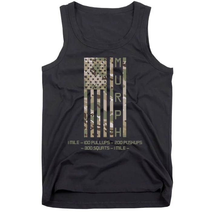 Murph Memorial Day Workout WOD Cam Multi Camo Flag Vertical Tank Top