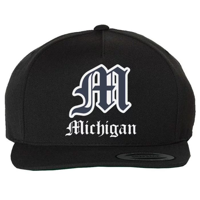 Michigan M Detroit D Logo Wool Snapback Cap