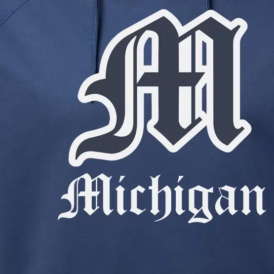 Michigan M Detroit D Logo Performance Fleece Hoodie