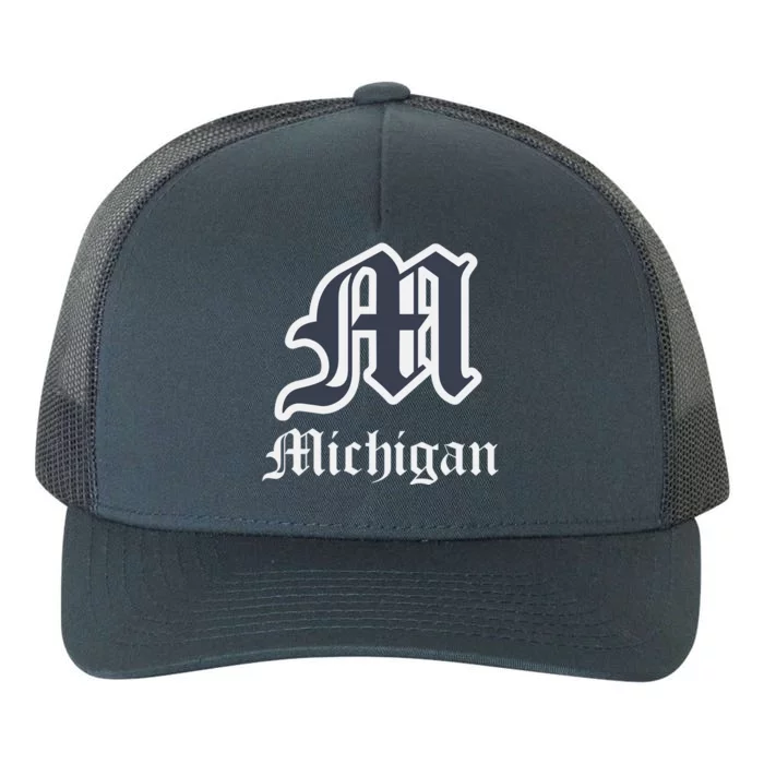 Michigan M Detroit D Logo Yupoong Adult 5-Panel Trucker Hat