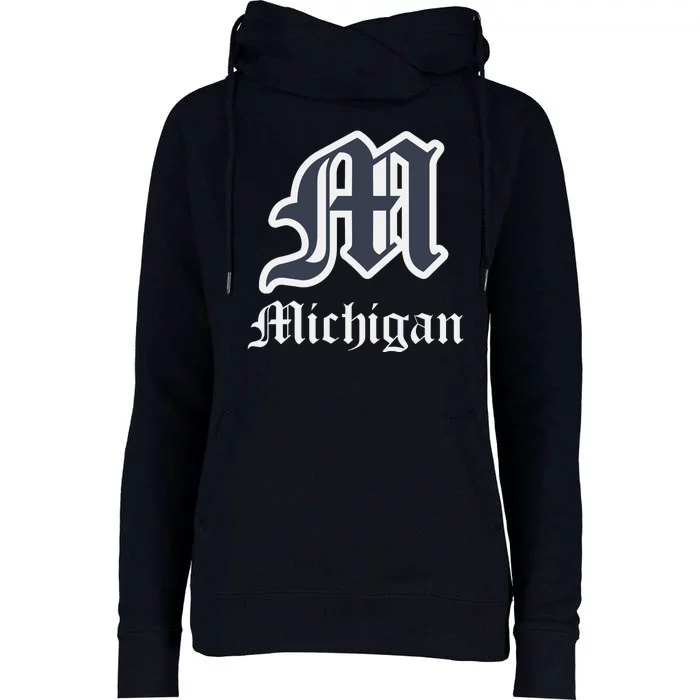 Michigan M Detroit D Logo Womens Funnel Neck Pullover Hood