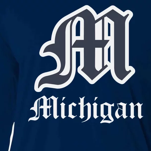 Michigan M Detroit D Logo Cooling Performance Long Sleeve Crew