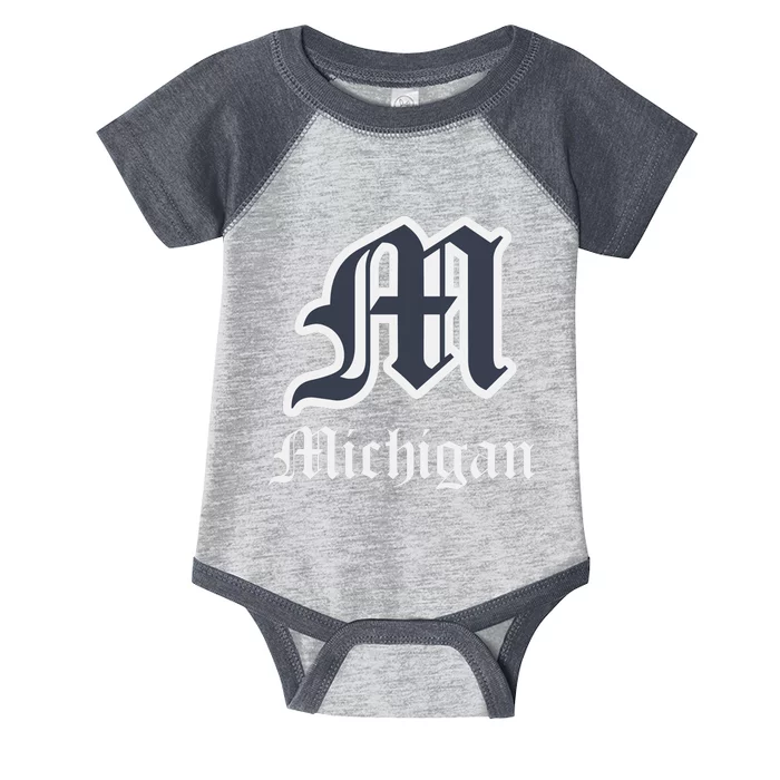 Michigan M Detroit D Logo Infant Baby Jersey Bodysuit