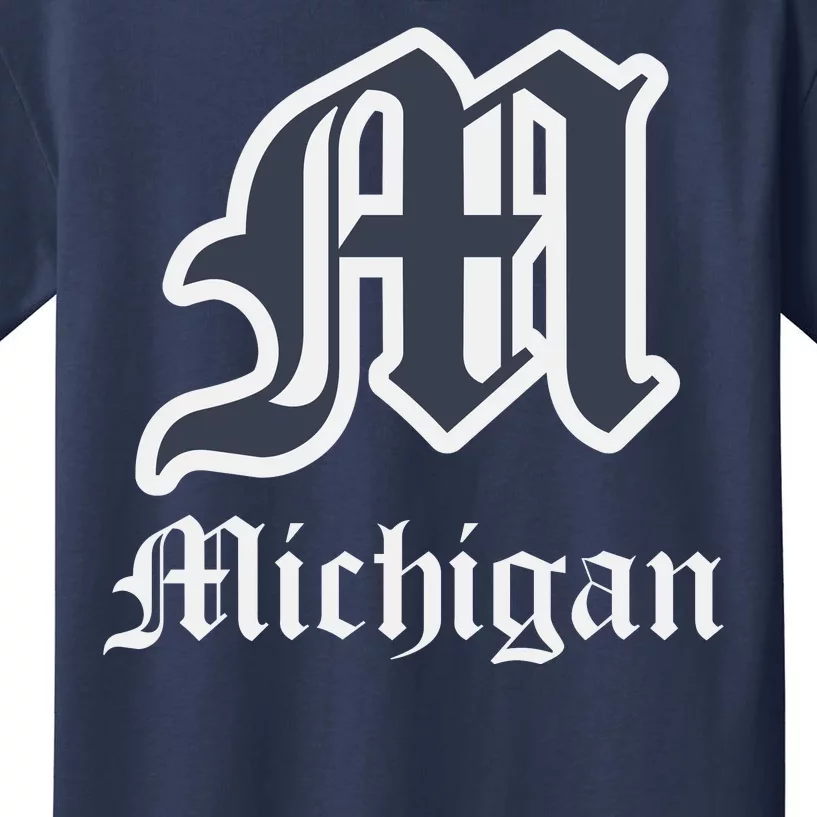 Michigan M Detroit D Logo Kids T-Shirt