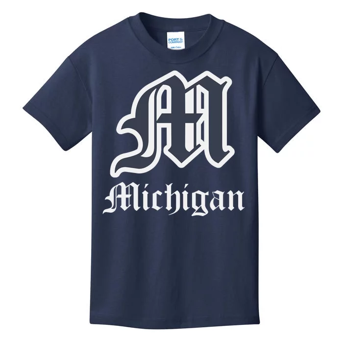 Michigan M Detroit D Logo Kids T-Shirt