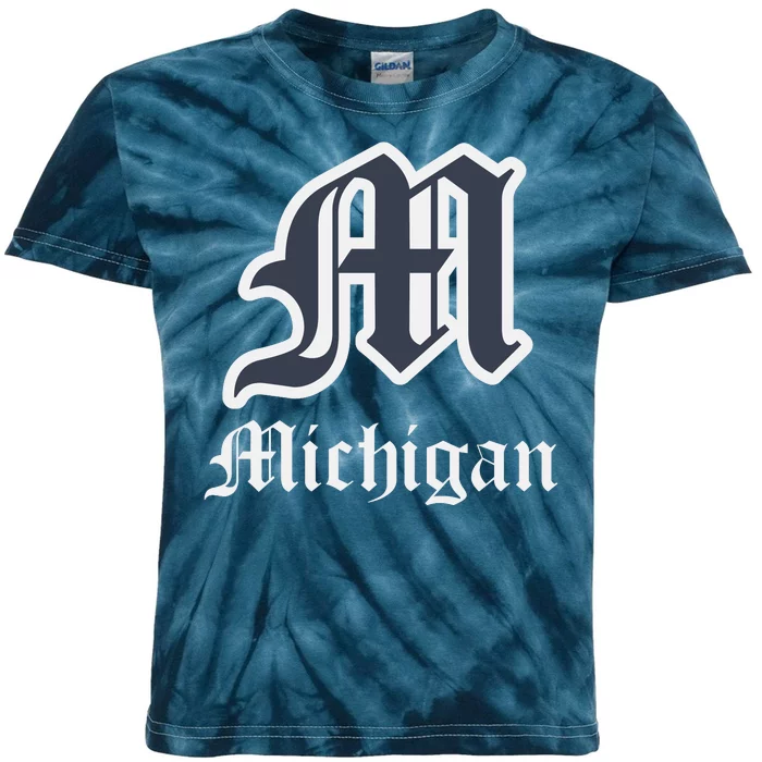 Michigan M Detroit D Logo Kids Tie-Dye T-Shirt