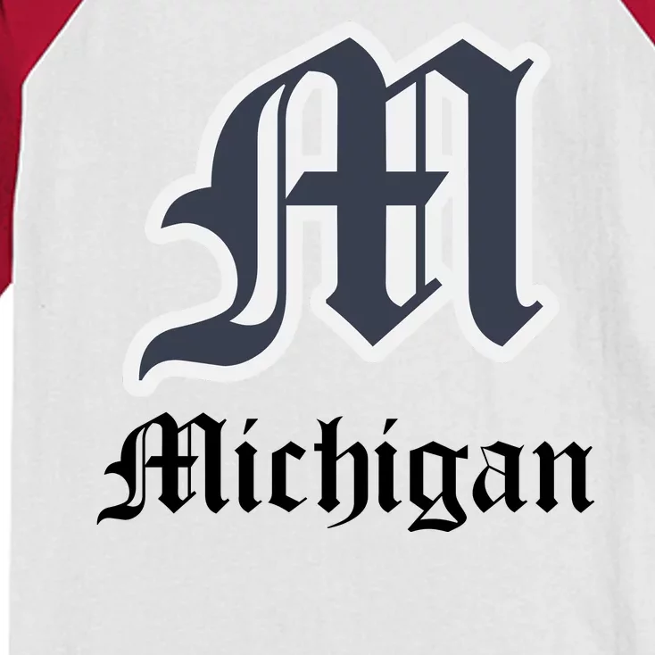 Michigan M Detroit D Logo Kids Colorblock Raglan Jersey