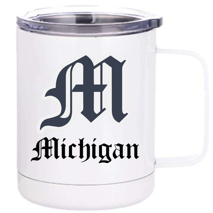 Michigan M Detroit D Logo Front & Back 12oz Stainless Steel Tumbler Cup