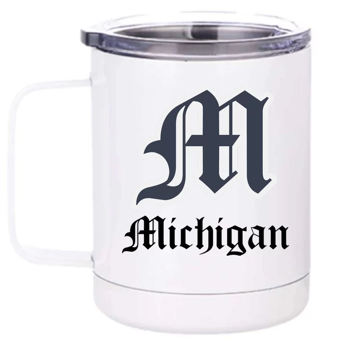 Michigan M Detroit D Logo Front & Back 12oz Stainless Steel Tumbler Cup