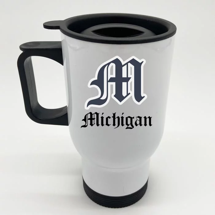 Michigan M Detroit D Logo Front & Back Stainless Steel Travel Mug