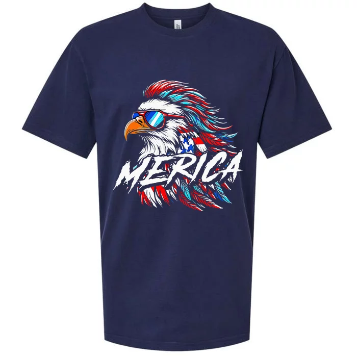 Merica Mullet Eagle Funny 4th Of July Sueded Cloud Jersey T-Shirt