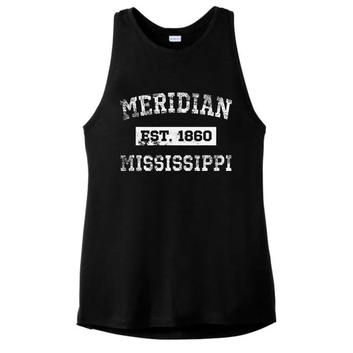 Meridian Mississippi Est. 1860 Distressed Ladies Tri-Blend Wicking Tank