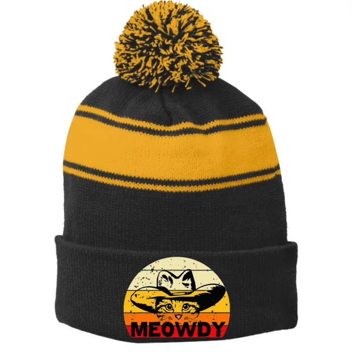 Meowdy Stripe Pom Pom Beanie