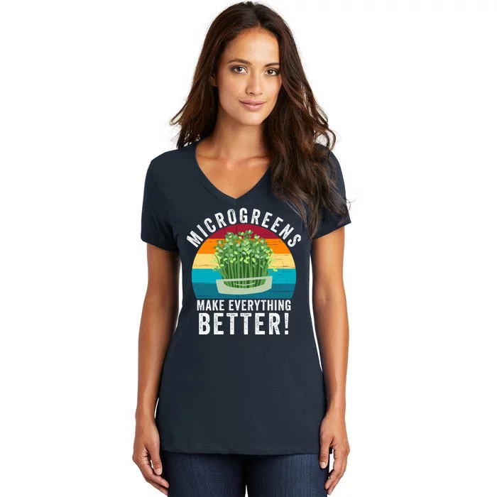 Microgreens Make Everything Better Gardening Urban Farming Superfood Organic Women's V-Neck T-Shirt