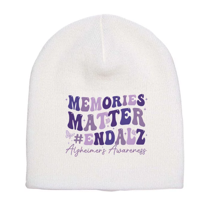 Memories Matter End Alz AlzheimerS Awareness Short Acrylic Beanie