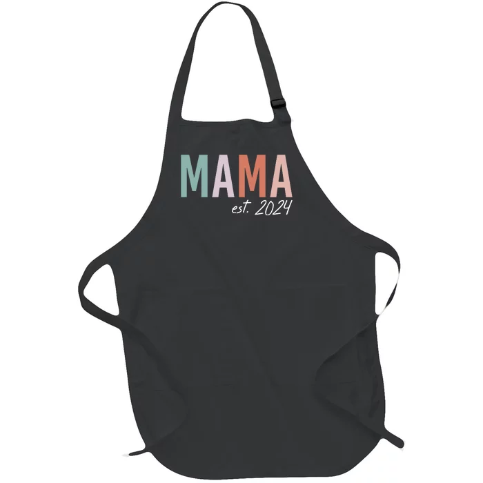 Mom Mama Est2024 Soon To Be Mommy Pregnancy Announcement Full-Length Apron With Pocket