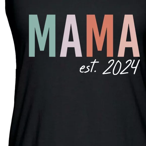 Mom Mama Est2024 Soon To Be Mommy Pregnancy Announcement Ladies Essential Flowy Tank