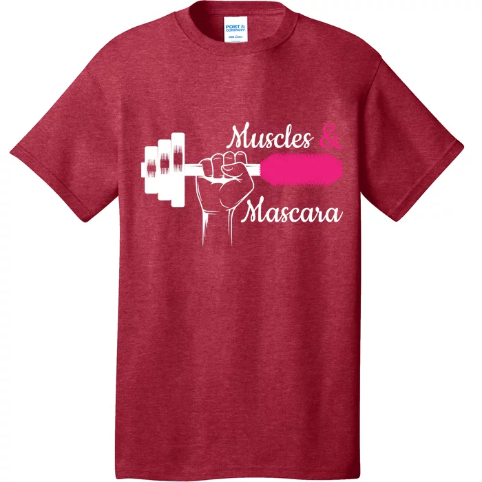 Muscle & Mascara Eyelashes Lipstick Funny Bold Gift T-Shirt