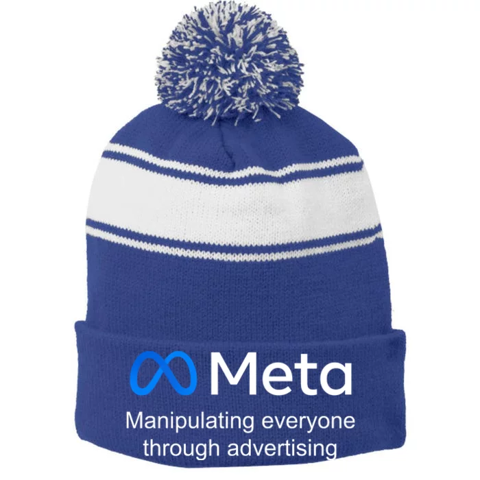 Meta Manipulating Everyone Through Advertising Stripe Pom Pom Beanie