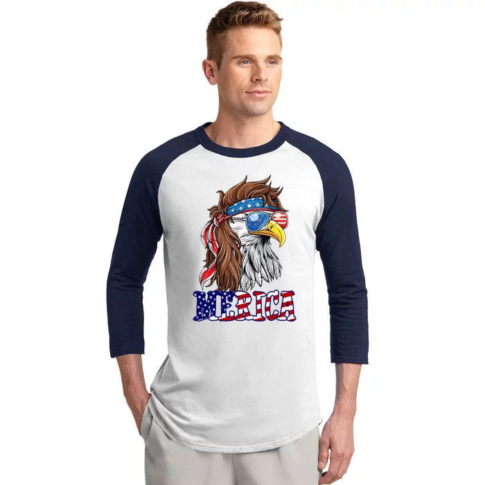 Merica Mullet Eagle Independence Day Baseball Sleeve Shirt