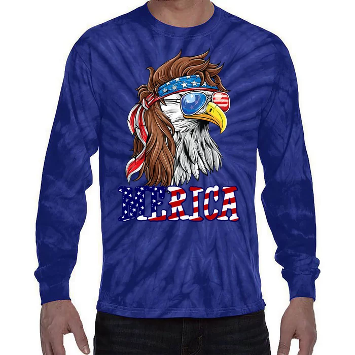 Merica Mullet Eagle Independence Day Tie-Dye Long Sleeve Shirt